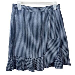 Umgee Blue and White Ruffled Faux Wrap Mini Skirt Size M